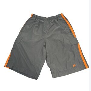 Nike Gray & Orange Board Shorts | Swim Trunks | Cargo Pockets | Size M